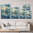 Sailboat Painting, nautical decor, coastal wall art, blue and green wall art, ocean painting, framed canvas print, living room art