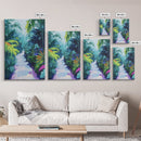Jungle Walkway, tropical painting, palm tree painting, botanical prints, green wall art, living room art, canvas print, home decor