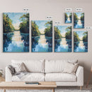 Tranquil River, Forest Reflection, Canvas Print, Landscape Painting, Rustic Art, Above Bed Wall Art, Nature Art, Gift Idea