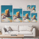 Coastal Rock, Seascape Painting, Canvas Print, Nautical Wall Art, Coastal Decor, Beach Art, Ocean Landscape, Gift Idea, Living Room Art