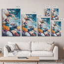 Pebble Beach, Ocean Painting, Canvas Print, Coastal Wall Art, Nautical Decor, Whimsical Art, Abstract Nature Art, Gift Idea
