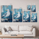 Seagull Portrait Framed Canvas Print Coastal Bird Painting, Nautical Wall Art, Beach House Decor, Ocean Wildlife Artwork, Summer Gift
