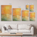 Golden Sunset Horizon Framed Canvas Print Warm Minimalist Wall Art, Serene Ocean Painting, Modern Living Room Decor, Calming Tones