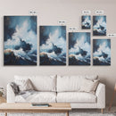 Ocean Wave Power Framed Canvas Print, Coastal Wall Art, Abstract Seascape Painting, Nautical Decor, Beach House Art, Modern Ocean Art