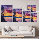Serene Lakeside Sunset Canvas Print, Nature Wall Art, Water Reflection Painting, Tranquil Landscape Art, Peaceful Home Decor, Bedroom Art
