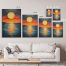 Sunset Reflection Framed Canvas Print | Beach Wall Art | Coastal Sunset Painting | Modern Home Decor | Large Wall Art | Gift Idea