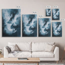 Abstract Ocean Mist Canvas Print | Modern Blue Wall Art | Fluid Painting | Minimalist Coastal Decor | Large Statement Artwork