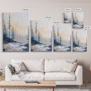Misty Forest Framed Canvas Print Winter Landscape Wall Art, Nordic Minimalist Decor, Moody Nature Painting, Serene Living Room Artwork