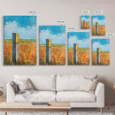 Rural Field Sign Canvas Print Country Landscape Art Farmhouse Wall Decor Rustic Nature Painting Warm Autumn Colors Cozy Home Aesthetic