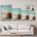 Beach Tumbleweed Painting Framed Canvas Print Coastal Wall Art Ocean Sand Decor Minimalist Art Boho Beach House Wall Accent