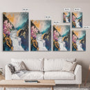 Waterfall Mountain Landscape Canvas Print Serene Nature Art Fantasy Wall Decor Japanese Painting Living Room Art Meditation Piece