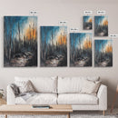 Burnt Forest, Forest At Dusk Painting, Moody Art, Nature Wall Art, Dark Landscape Painting, Abstract Forest Art, Framed Canvas Print
