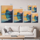 Sunset Cliff, Coastal Landscape Art, Seascape Painting, Ocean Wall Art, Living Room Art, Above Sofa Art, Framed Canvas Print