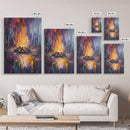 Moody Campfire, Dark Romance Painting, Firelight Art, Abstract Fire Painting, Cozy Home Decor, Rustic Art, Framed Canvas Print