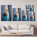 Secluded Cove, Coastal Landscape Art, Nautical Wall Art, Blue and Green Wall Art, Above Sofa Art, Extra Wide Art, Canvas Print