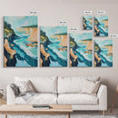 Coastal Cliffs, Nautical Painting, Seascape Painting, Rustic Decor, Extra Wide Art, Above Bed Wall Art, Framed Canvas Print