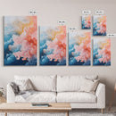 Coral Abstract, coastal landscape art, pink abstract art, botanical prints, nautical wall art, Framed Canvas Print, ocean-inspired decor