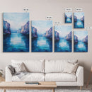 coastal landscape art, framed canvas print, nautical painting, seascape painting, blue and green wall art, ocean painting, gift idea