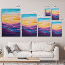 Sunset Horizon, Mountain Painting, Pink Orange Wall Art, Abstract Landscape Art, Canvas Print, Above Sofa Art, Bedroom Art