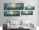 Enchanted Forest Glow Canvas Print Moody Woodland Art, Blue Green Nature Painting, Dreamy Landscape Decor, Large Living Room Artwork