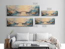 Misty Bridge Framed Canvas Print, Dreamy Lake Landscape Wall Art, Autumn Home Decor, Romantic Nature Painting, Serene Wall Artwork