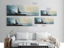 Dramatic Ocean Waves Framed Canvas Print, Moody Seascape Wall Art, Stormy Coastal Painting, Nautical Home Decor, Minimalist Art