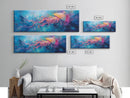 Jellyfish Underwater Fantasy Canvas Print, Vibrant Ocean Life Wall Art, Deep Sea Painting, Marine Bedroom Decor, Nature Lover Gift