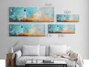Lighthouse Cliff Seascape Art, Coastal Landscape Painting, Ocean View Home Decor, Modern Nautical Wall Art, Large Living Room Art
