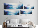 Ethereal Foggy Forest Framed Canvas Print - Mystical Landscape Wall Art, Blue and Purple Nature Decor, Living Room Art