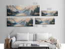 Mountain Lake Reflection Framed Canvas Print - Tranquil Nature Painting, Neutral Home Decor, Minimalist Landscape Wall Art