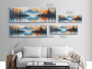Reflective Lake Canvas Print Serene Mountain Art, Tranquil Water Painting, Fall Nature Wall Decor, Rustic Artwork, Large Wall Art