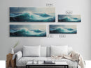 Stormy Sea Framed Canvas Print Dramatic Ocean Waves Painting, Moody Nautical Wall Art, Deep Blue Coastal Decor, Living Room Art