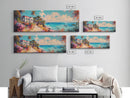 Tropical Beach Canvas Print Coastal House Painting, Palm Tree Art, Vibrant Seaside Wall Decor, Summer Home Decor, Living Room Art