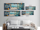 Oceanfront Cafe Scene Canvas Print Beach Bar Wall Art Coastal Decor Seaside Painting Rustic Art Dining Room Kitchen Living Room