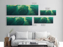 Green Abstract Swirl Framed Canvas Print - Modern Minimalist Wall Art, Deep Emerald Painting, Living Room Decor, Office Artwork