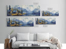 Mountain Cabin Painting Rustic Lakeside Autumn Landscape Wall Art Cozy Wilderness Retreat Artwork Living Room