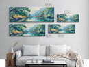 Mountain Lake View Canvas Print, Serene Landscape Painting, Green Nature Wall Art, Living Room Decor, Rustic Cabin Artwork, Gift Idea