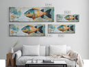 Vibrant Fish Canvas Print Rustic Coastal Wall Art Nautical Painting Beach House Decor Colorful Abstract Aquarium Art Lake House