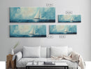 Sailboat on Open Sea Framed Canvas Print Nautical Wall Art, Ocean Painting, Coastal Home Decor, Minimalist Seascape, Beach House Art
