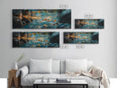 Vibrant Underwater River Scene Framed Canvas Print, Nature Wall Art, Rustic Cabin Decor, Wildlife Painting, Living Room Art