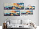 Sunset Pier Canvas Print Vibrant Coastal Wall Art Colorful Dock Painting Beach House Decor Abstract Landscape Nautical Living Room