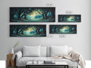 Enchanted Forest Framed Canvas Print Magical Woodland Scene, Nature Wall Art, Fantasy Art, Dark Green Landscape, Home Decor
