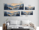 Misty Forest Sunrise Canvas Print Mountain Landscape Painting Nature Inspired Rustic Wall Art Cozy Living Room Decor Fall Aesthetic