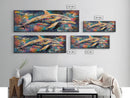 Vibrant Dolphin Art Canvas Print Ocean Wall Art Coastal Decor Colorful Animal Painting Modern Beach House Art Nautical Gift