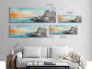 Seaside Cliff, Tranquil Beach Painting, Ocean View Wall Art, Home Decor, Framed Canvas Print, Minimalist Style, Bedroom Artwork