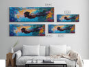Underwater, Swimmer, Colorful, Abstract, Canvas Print, Vibrant Art, Living Room Decor, Ocean Wall Art, Modern Painting