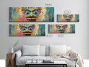 Tribal Mask, Vibrant Abstract, Bold Expressionism, Canvas Print, Boho Wall Art, Home Decor, Unique Artwork, Living Room Art