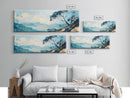 Blue Mountains, Windswept Tree, Minimalist Wall Art, Canvas Print, Modern Landscape, Bedroom Decor, Serene Nature Painting, Abstract Art