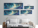 Mystical Forest, Blue Woodland Scene, Nature Art, Dark Forest Painting, Bedroom Wall Art, Canvas Print, Framed Canvas Print