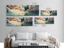 Serene River Canyon Framed Canvas Print Nature Landscape Painting, Rustic Lodge Wall Art, Outdoor Adventure Decor, Water Scene Art